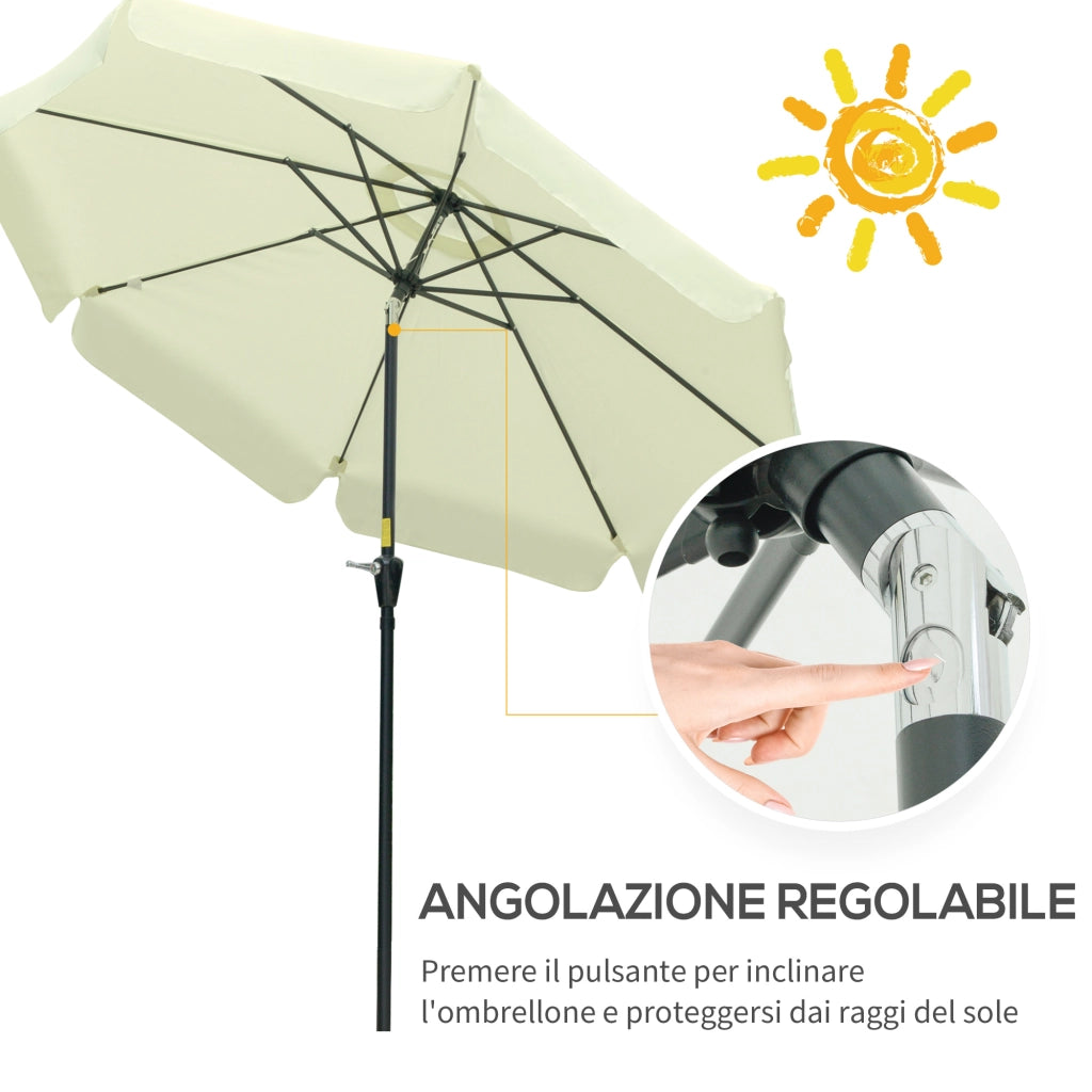 Ombrellone da Giardino e Terrazza ?2.7x2.5 m Rotondo con Testa Inclinabile e Resistente ai Raggi UV 50+, Beige