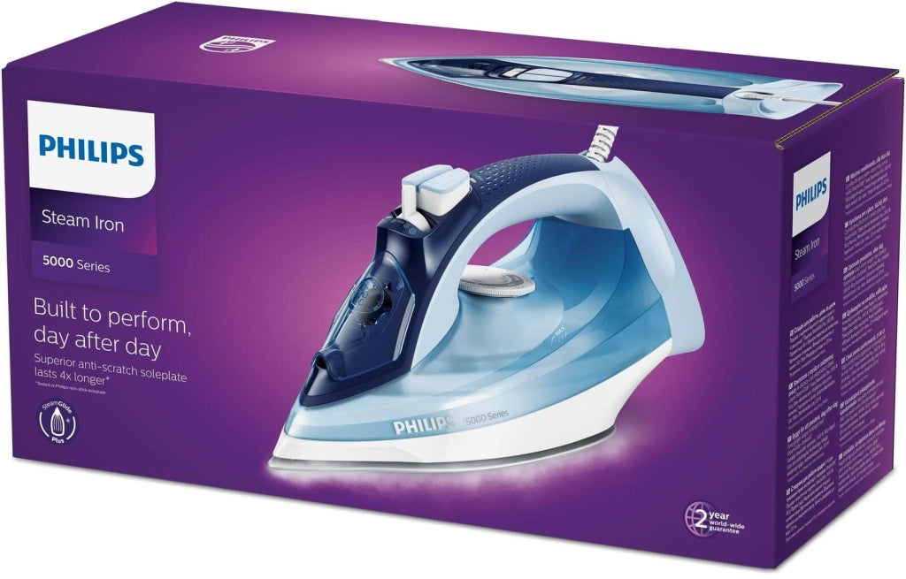 Philips DST5030-20 Serie 5000 Ferro a vapore 2400 W piastra SteamGlide Plus vapore 45 g-min colpo vapore 180 g-min colore Blu