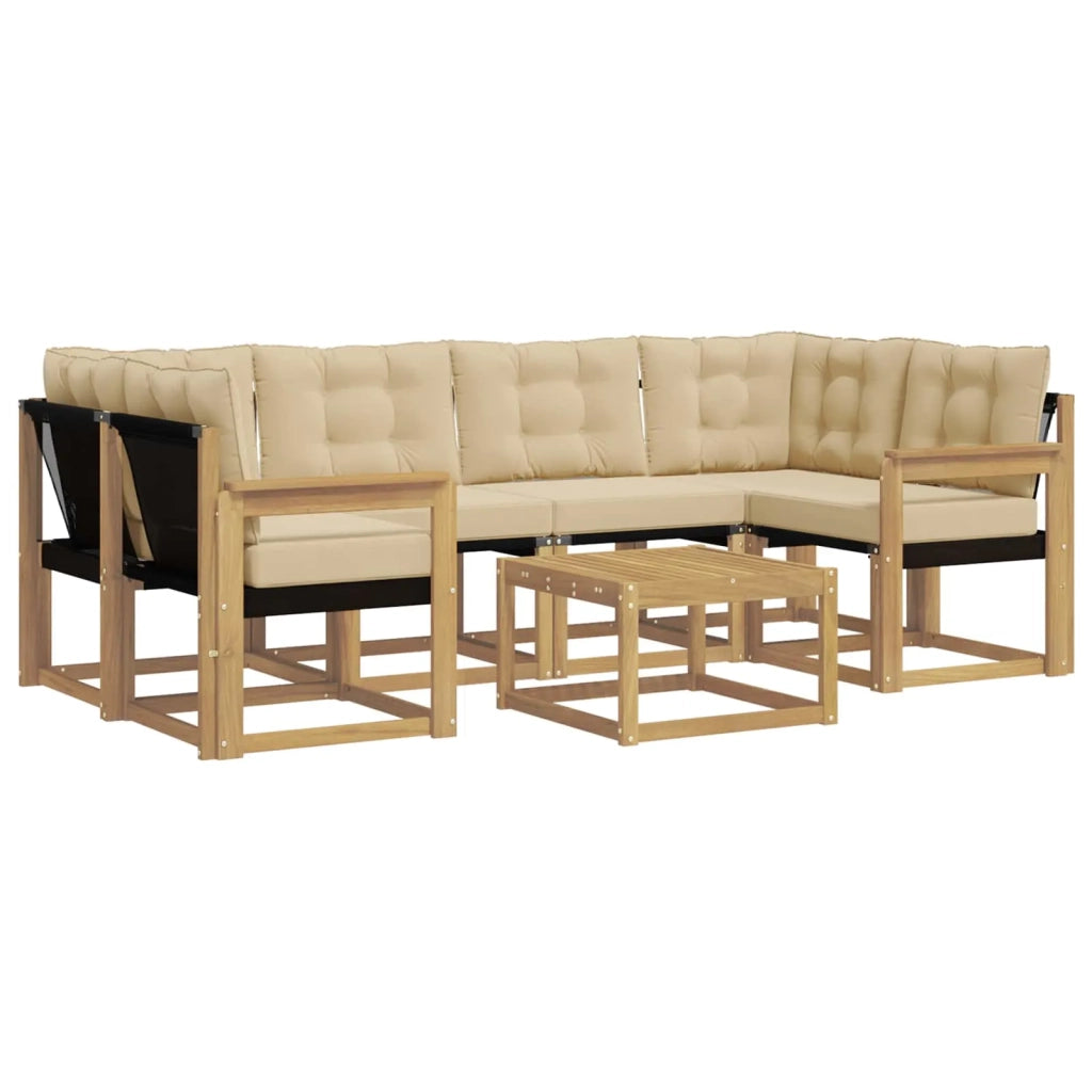 Set di divani da esterno 7 pz Bianco e Beige 3389255