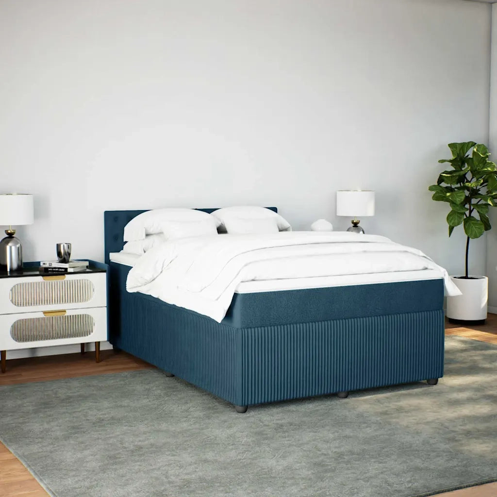 Giroletto a Molle con Materasso Blu 140x200 cm in Velluto