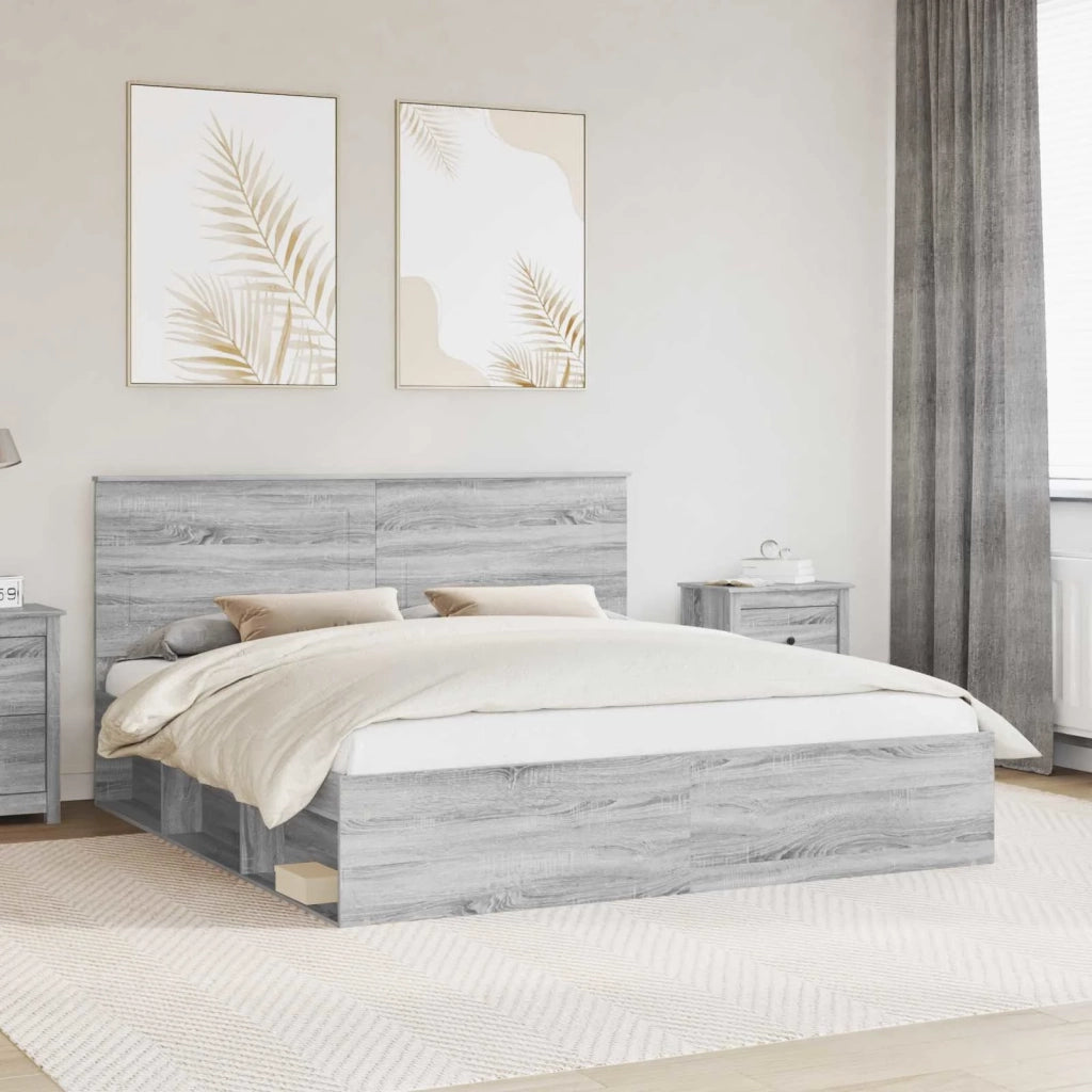 Letto matrimoniale | Letto per adulti | Struttura del letto Grigio Sonoma 180 x 200 cm Pino massello