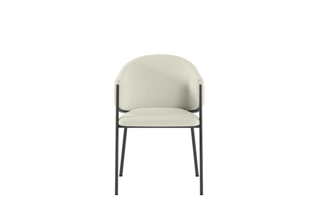 Sedia Medea in tessuto bouclé color avorio con struttura in metallo antracite, sedia moderna dal design elegante e raffinato - Medea