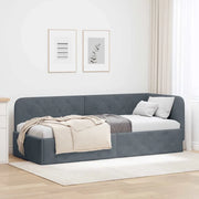 Cornice del letto ad angolo Grigio scuro 80 x 200 cm Velluto
