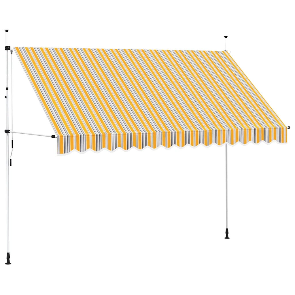 Tenda da Sole Retrattile Manuale 350 cm a Strisce Blu e Gialle 43229