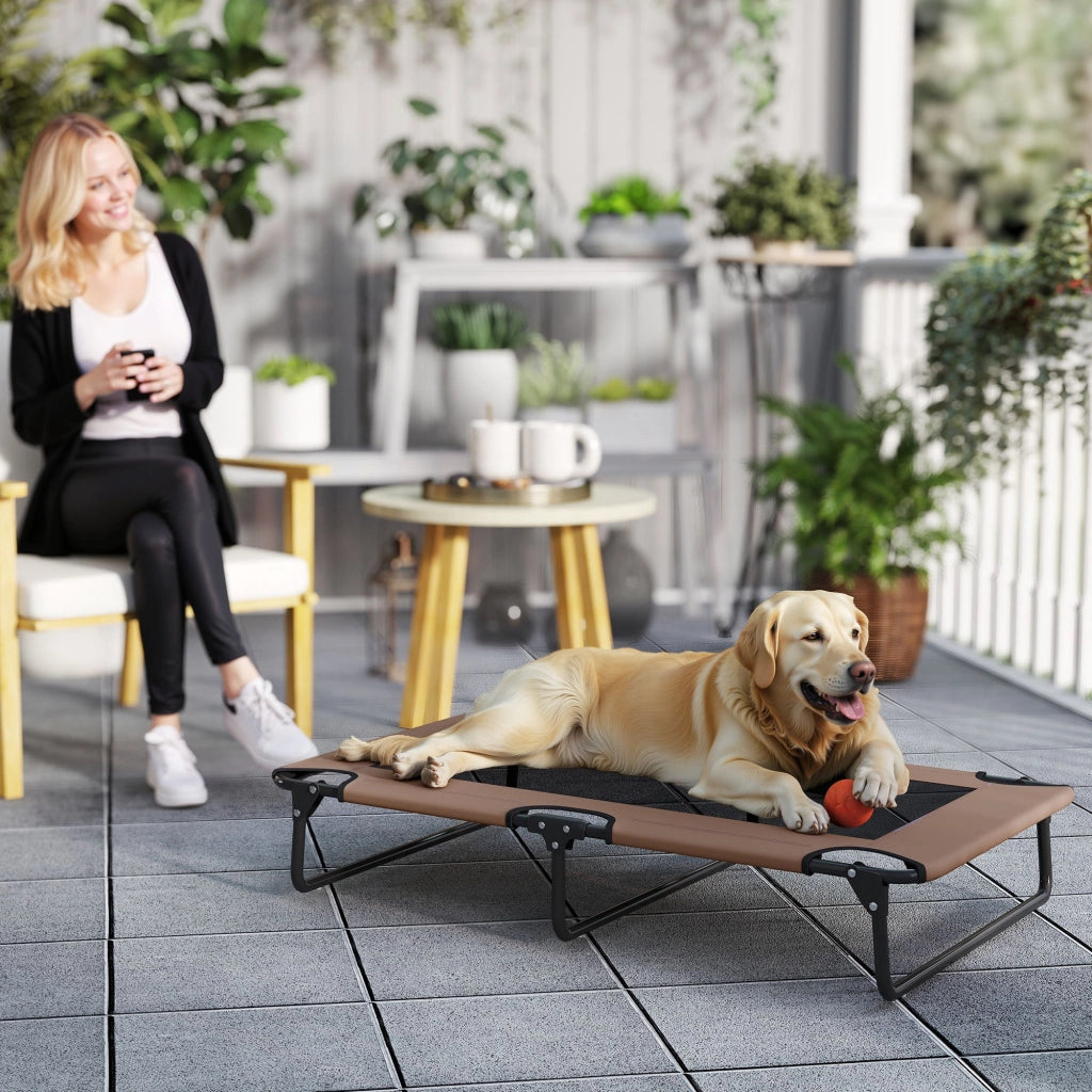 Letto per Cani Pieghevole ¨C Minimal ¨C 107x61x20 cm, Marrone, Tessuto a Rete