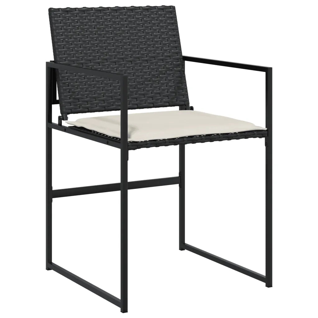 Set da Pranzo da Giardino 5 pz Nero con Cuscini in Polyrattan 3295058