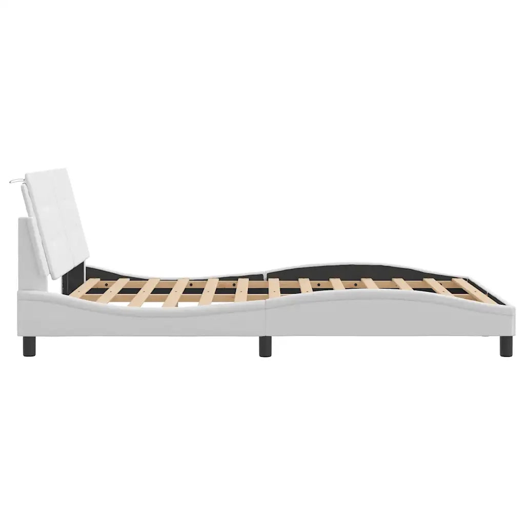 Letto matrimoniale | Letto per adulti | Giroletto senza Materasso Zadar Bianco 120x200 cm in Similpelle