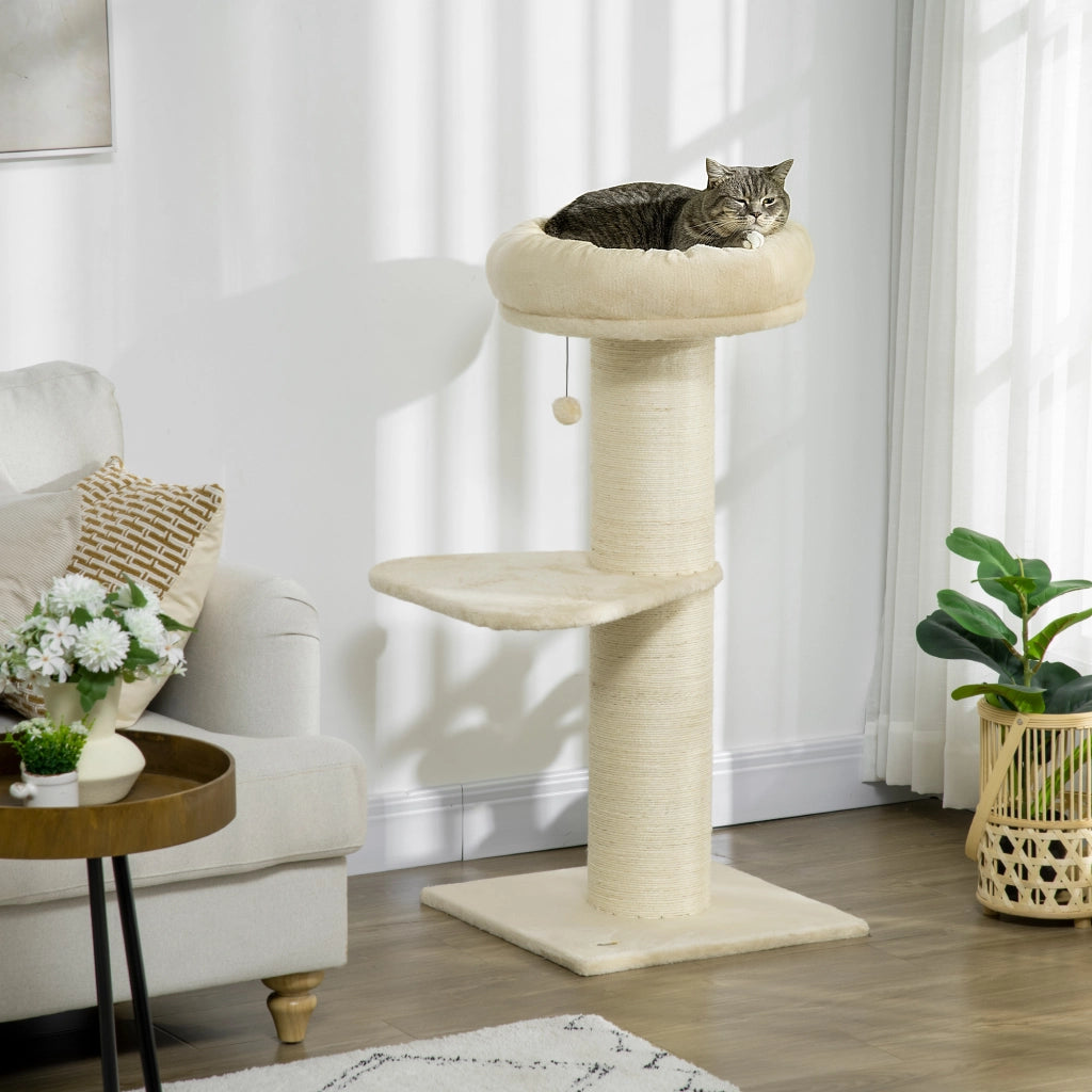 Arbre ¨¤ chat ¨C Minimal ¨C sisal naturale con piattaforme e cesto