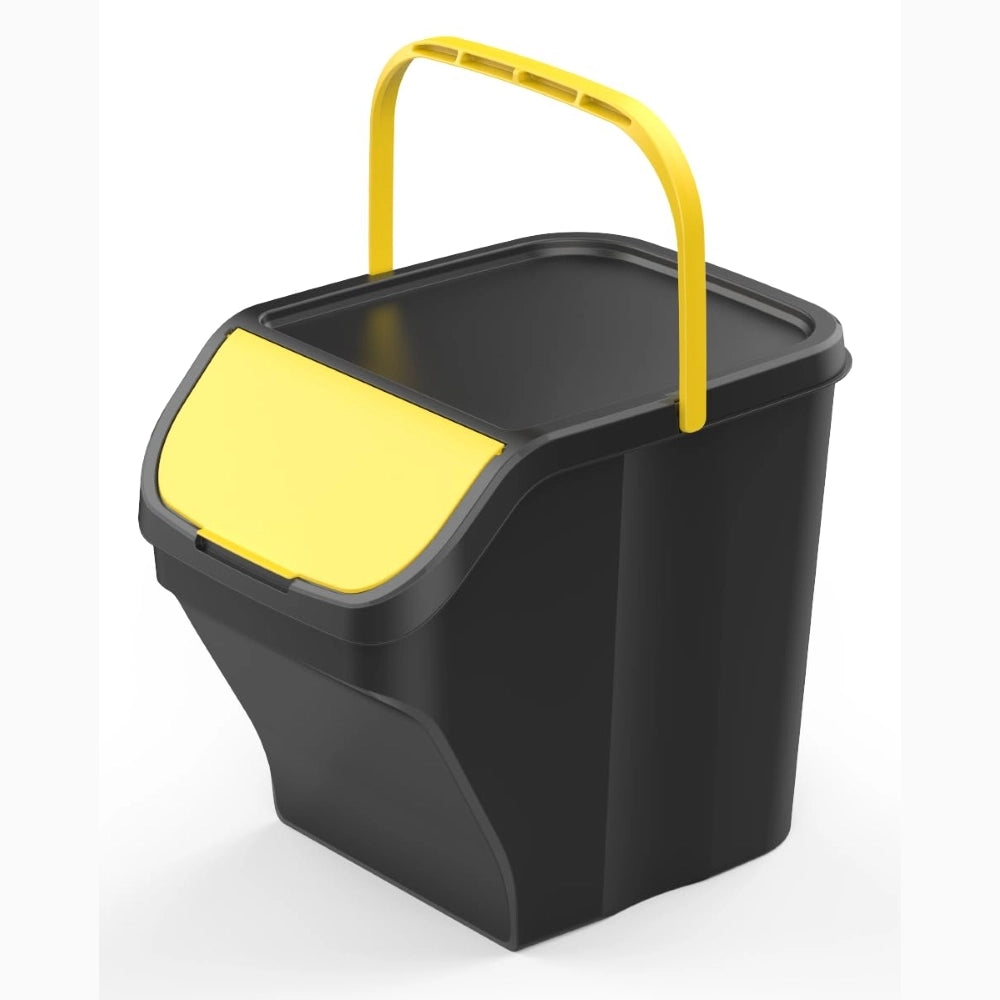 Kit 4 Pezzi Pattumiera Raccolta Differenziata 4x25 Litri con maniglia Corpo NERO