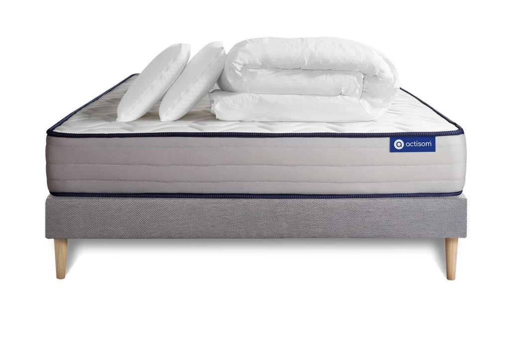 Pacchetto letto completo - Materasso 200x200cm + Box spring con doghe (kit) + 2 cuscini + Piumino - Actimemo Form