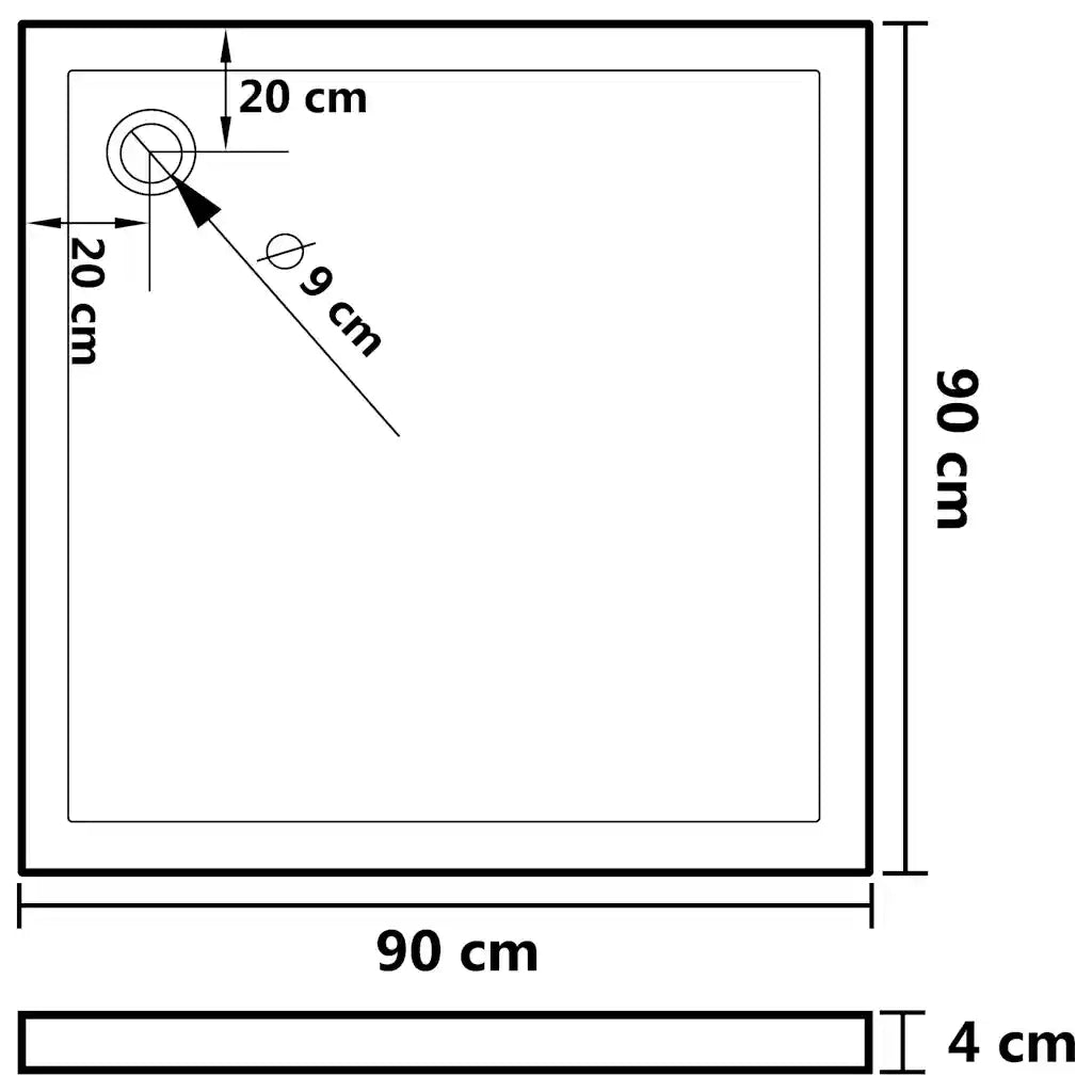 Piatto Doccia Quadrato in ABS Nero 90x90 cm CFW8197621