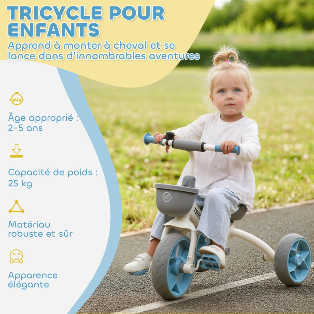 Triciclo Bambini Evolutivo con Cestino ¨C Minimal ¨C Blu 72x52x61