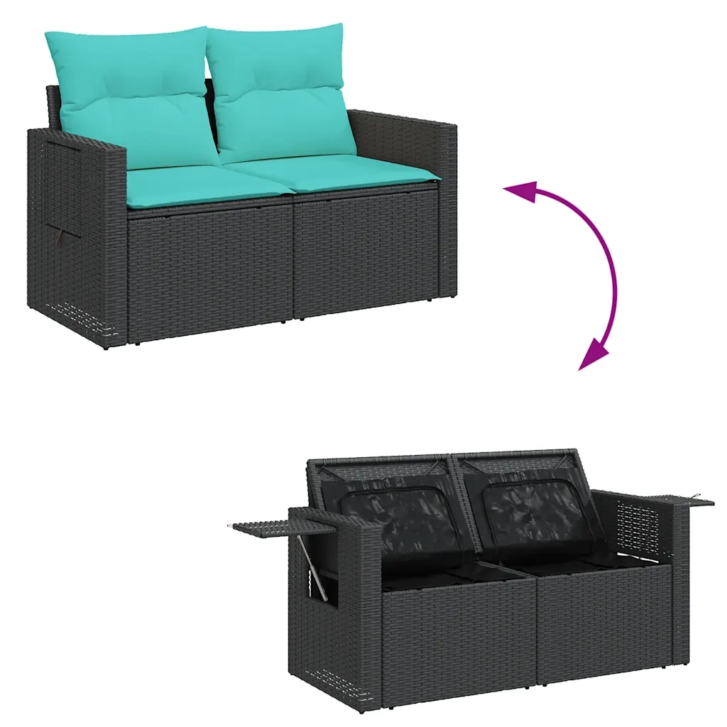 Set Divani da Giardino con Cuscini 7pz Nero Polyrattan 3327109