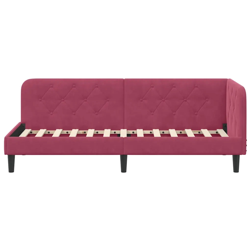 Cornice del letto ad angolo Rosso Vino 80 x 200 cm Velluto