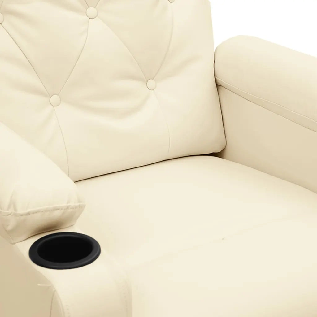 Poltrona Massaggiante | Sedia Relax Elettrica Crema Similpelle