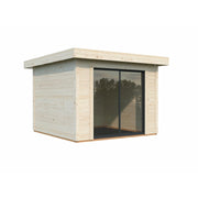 Casetta da giardino in legno 285x291 cm, pareti 28 mm con porta scorrevole vetrata in alluminio, per deposito attrezzi esterno - Esterni da Vivere