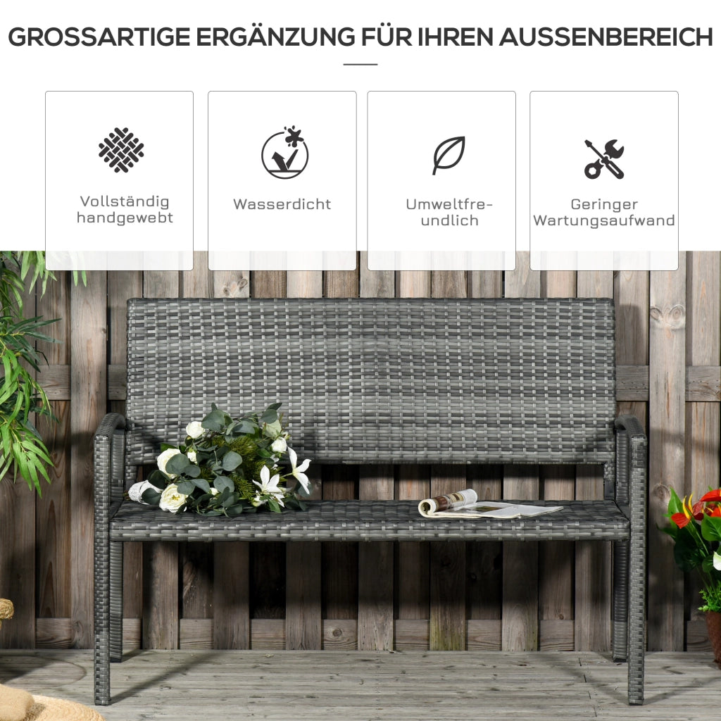 PANCA da giardino 2 posti 119 cm Grigio in acciaio