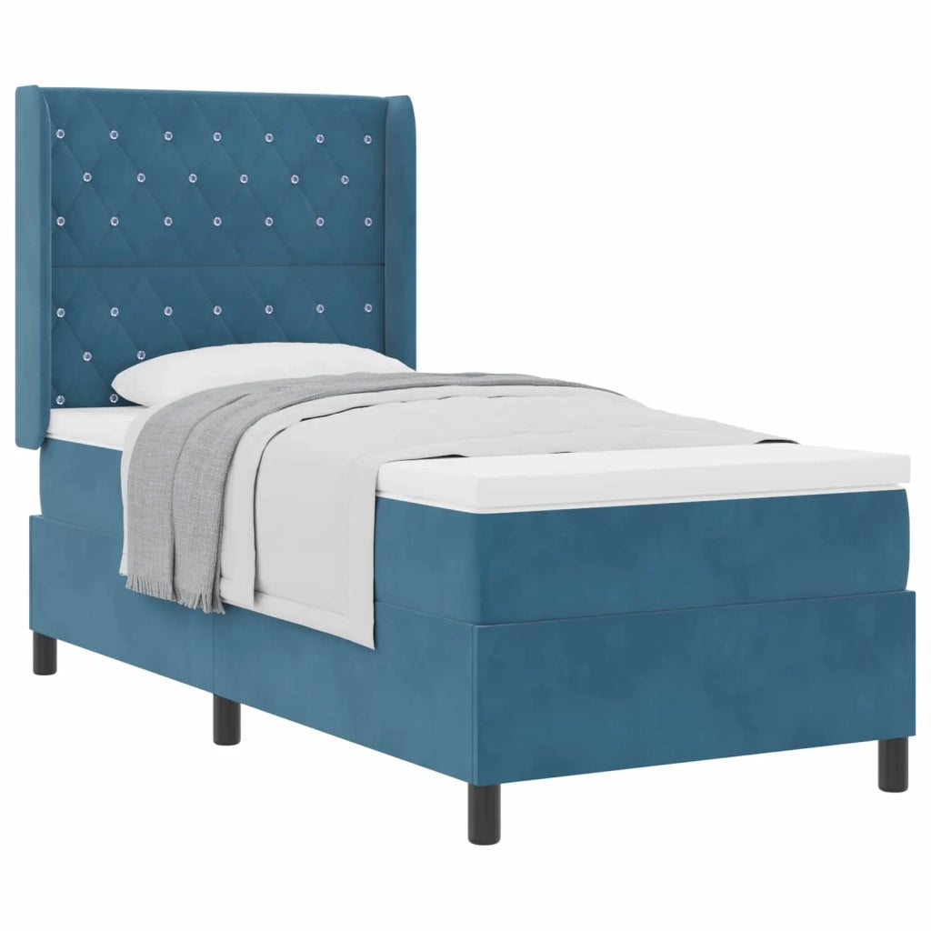 Letto a molle con materasso Blu 100 x 200 cm Velluto 3341946