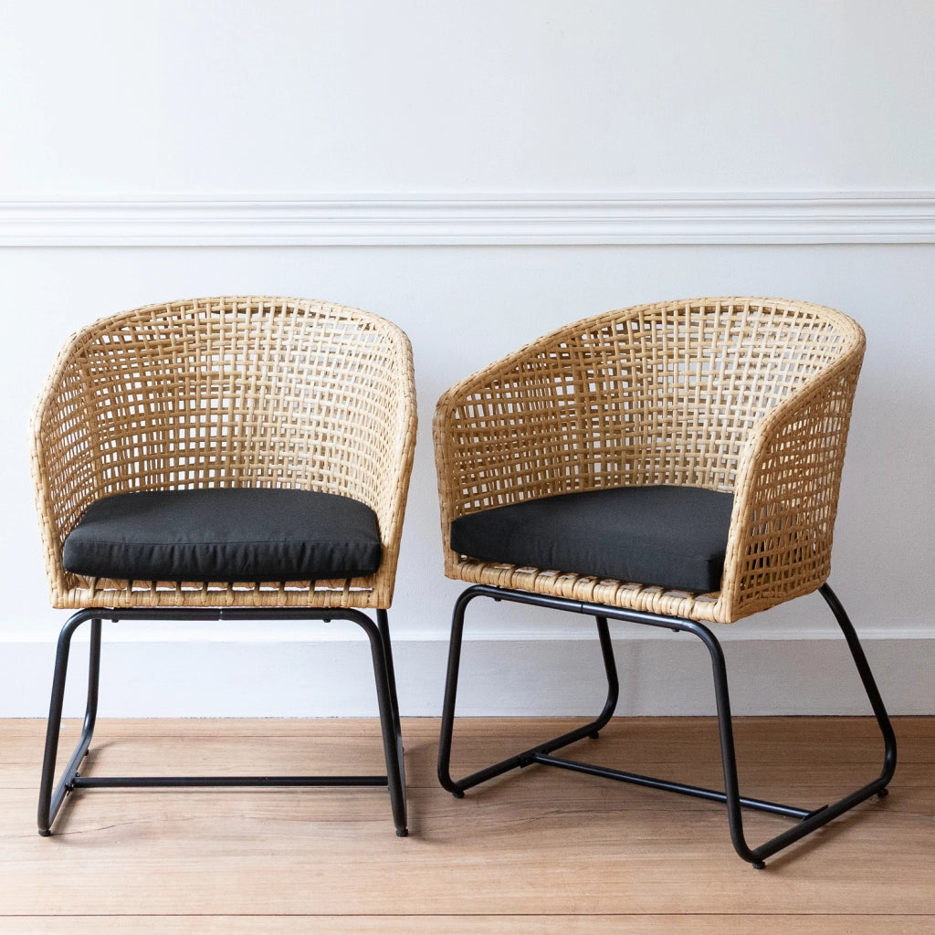 Set di 2 poltrone in rattan sintetico con cuscini RINA