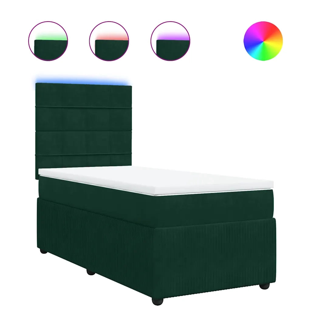 Giroletto a Molle con Materasso Verde Scuro 90x200 cm Velluto