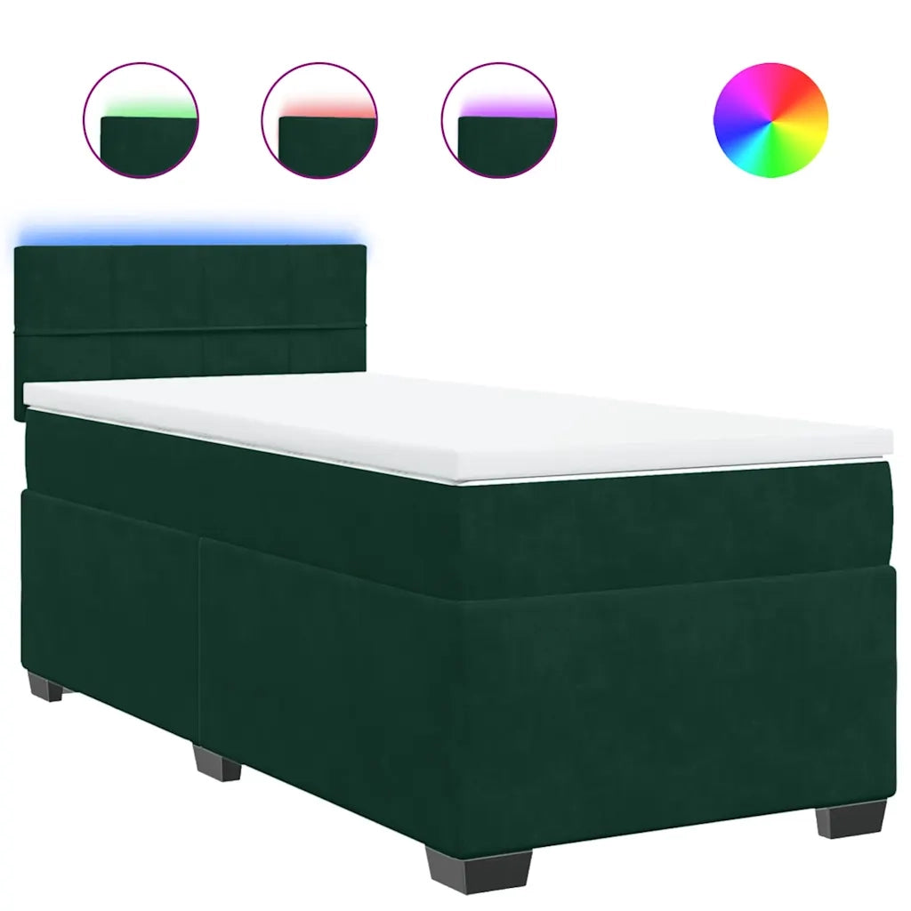 Giroletto a Molle con Materasso Verde Scuro 80x200 cm Velluto 3288465