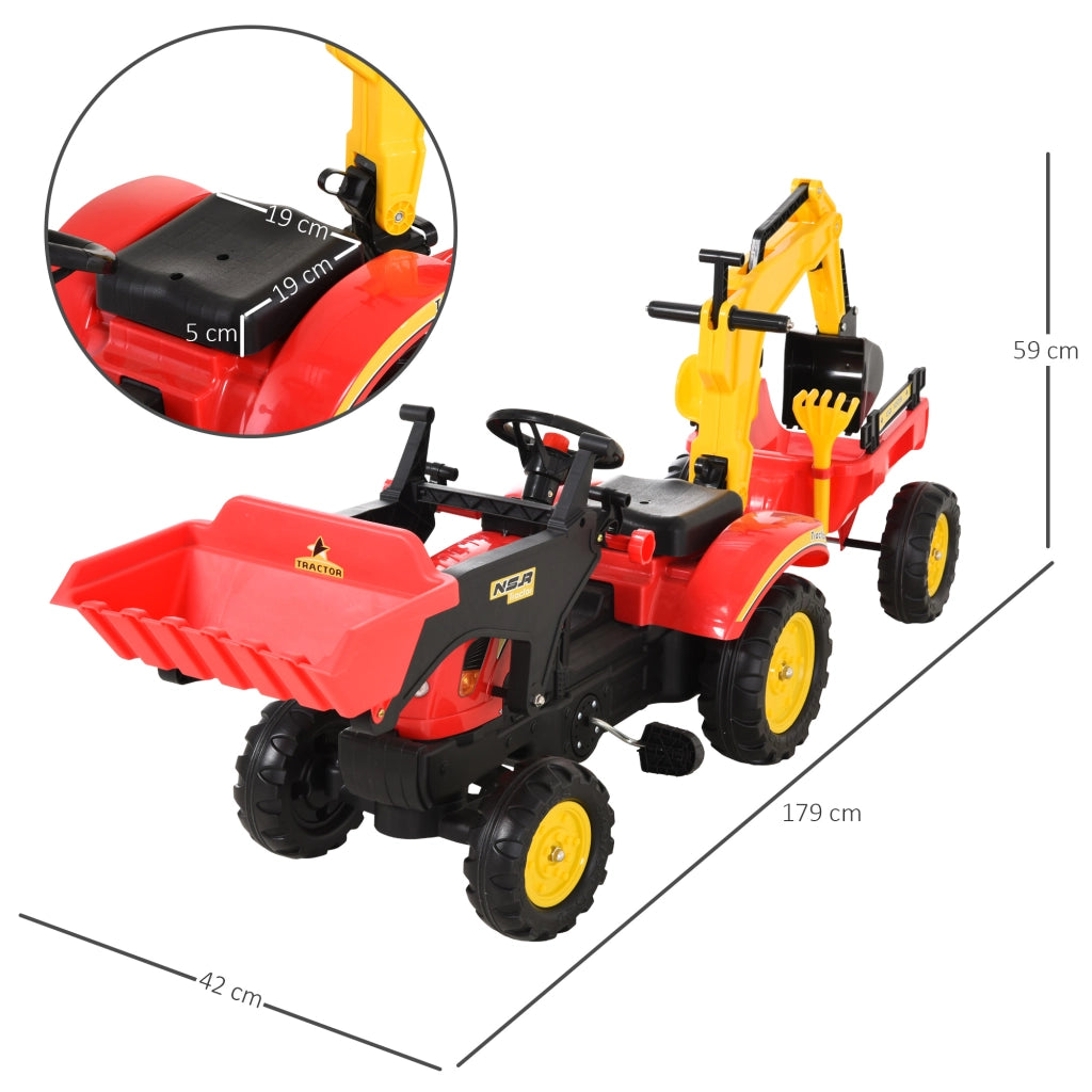 Trattore a Pedali con Rimorchio e Benna ¨C Minimal ¨C Rosso