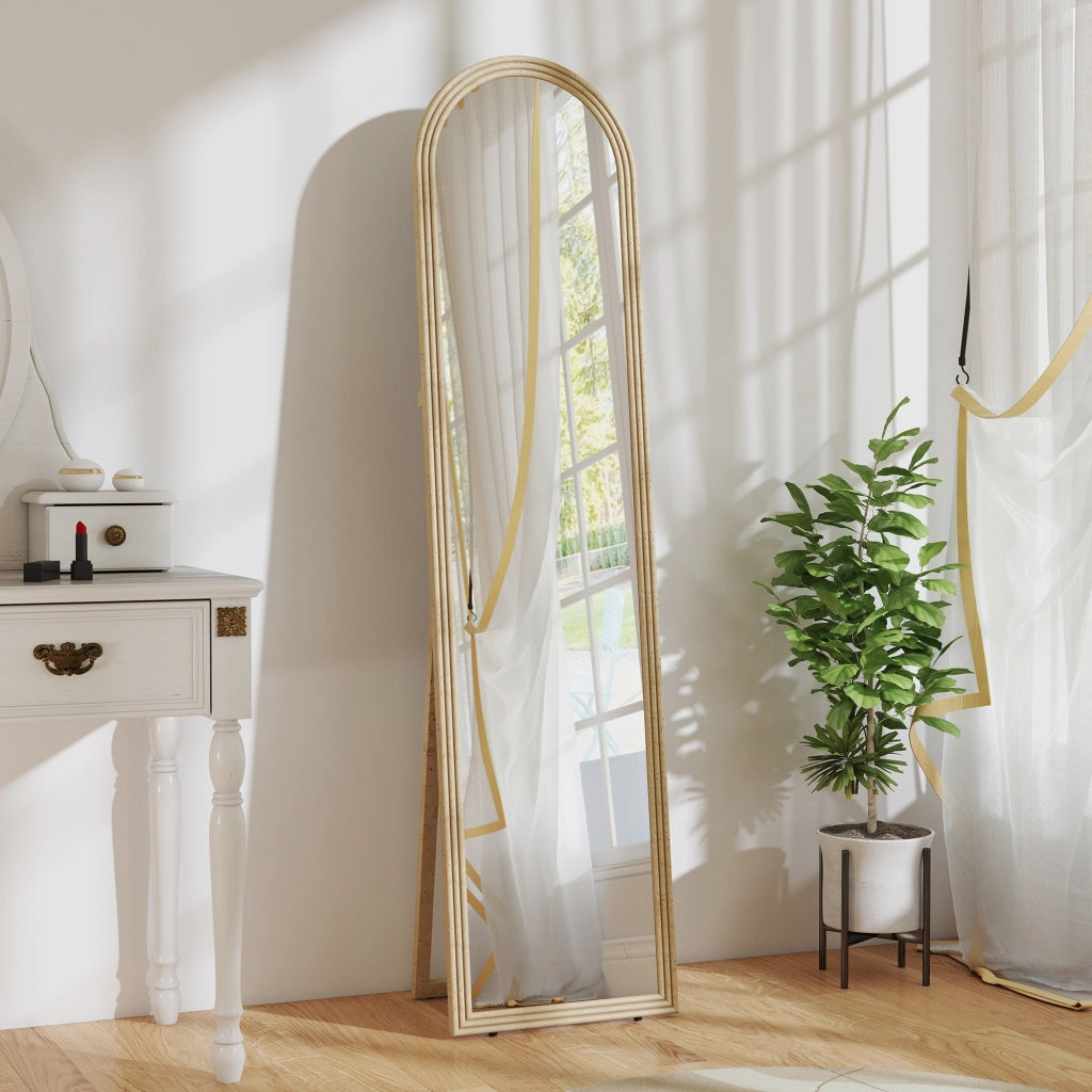 Specchio da Terra Arcuato ¨C Xylo ¨C Effetto Pietra Beige 40x160cm