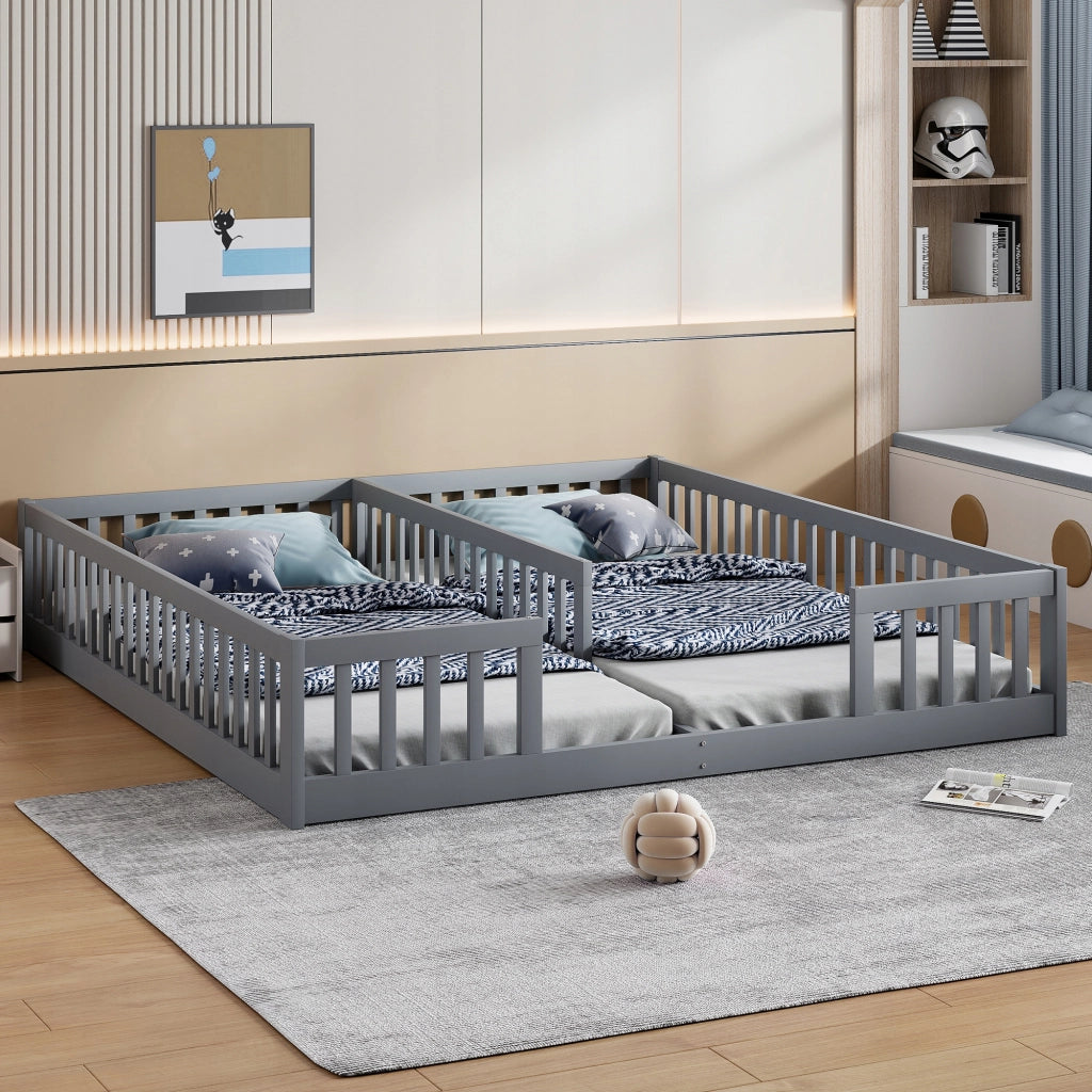 Letto a pannelli 90x200 - Xylo - Grigio con sponda