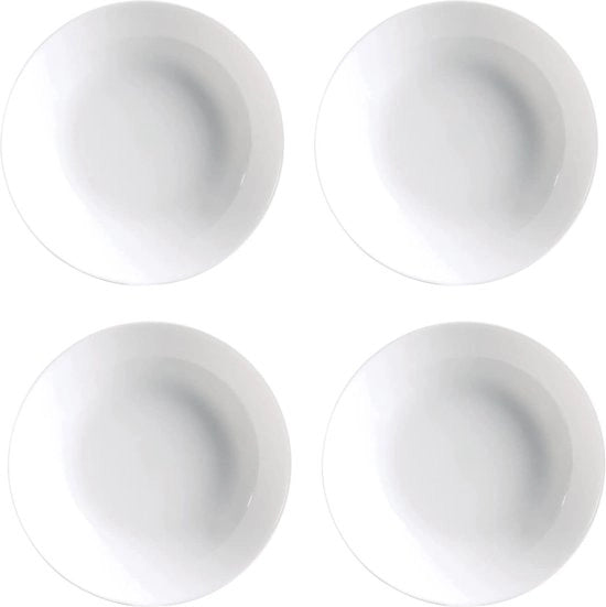 Set di 4 piatti opali profondi 20 cm bianchi