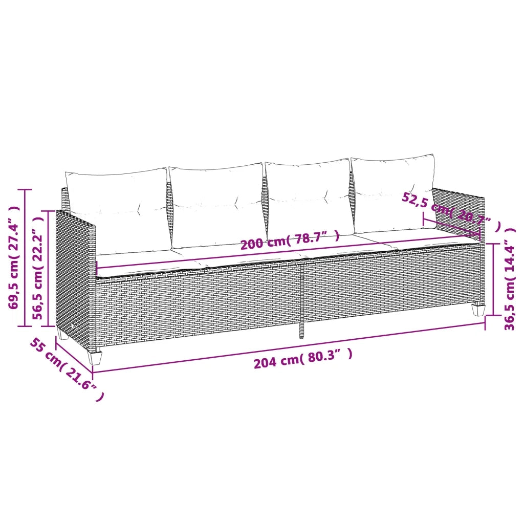 Set Divani da Giardino 5 pz con Cuscini in Polyrattan Nero 3261521