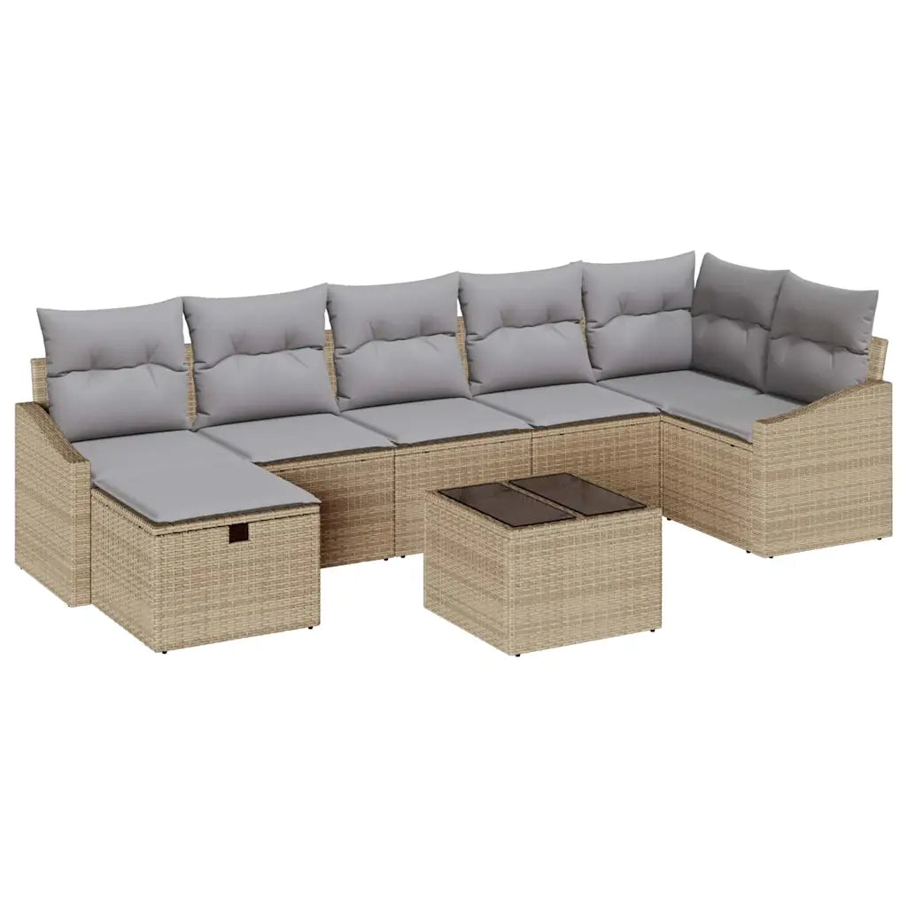 Set di divani con cuscino con archiviazione Beige polyrattan 3359309