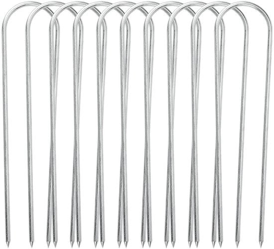 Kit di ancoraggio per trampolino - Ancoraggi a forma di U - Resistenze elevate - 12 Pollici - Adatto per trampolini e tende - Argento - Adatto per adulti di entrambi i sessi