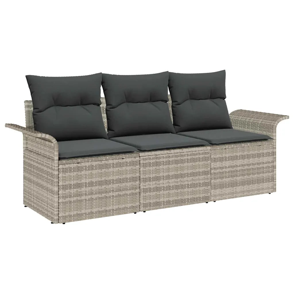 Set di divani con cuscino 3 pcs Grigio polyrattan