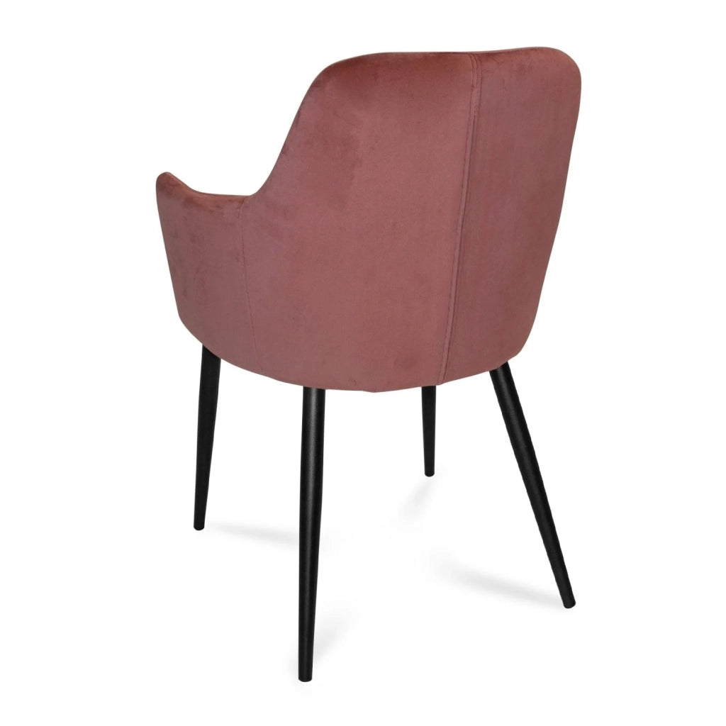 LÚZETE - POLTRONA GUNNAR IN VELLUTO ROSA CON GAMBE NERE