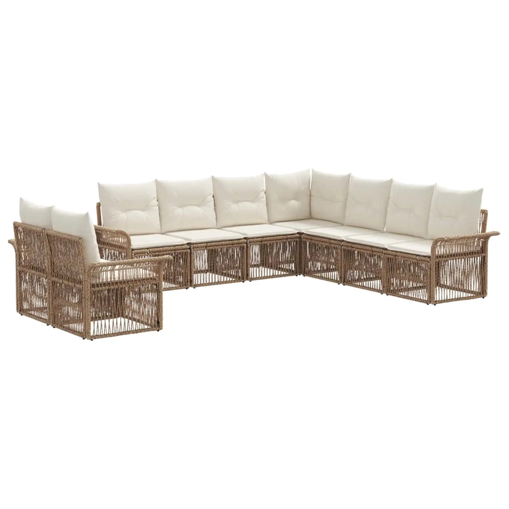 Set Divano da Giardino 9 pz Beige polyrattan 3434871