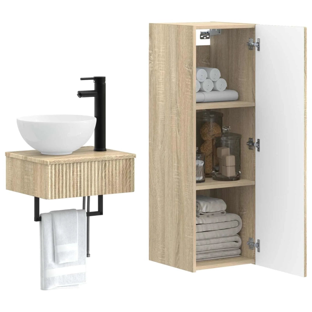 Set di mobili per il bagno 2 pz Rovere Sonoma 3406095