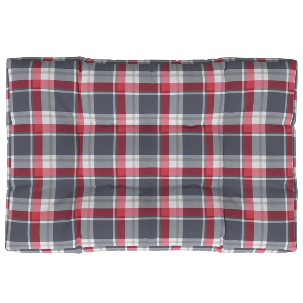 Cuscino per Pallet a Quadri Rossi 120x80x12 cm in Tessuto