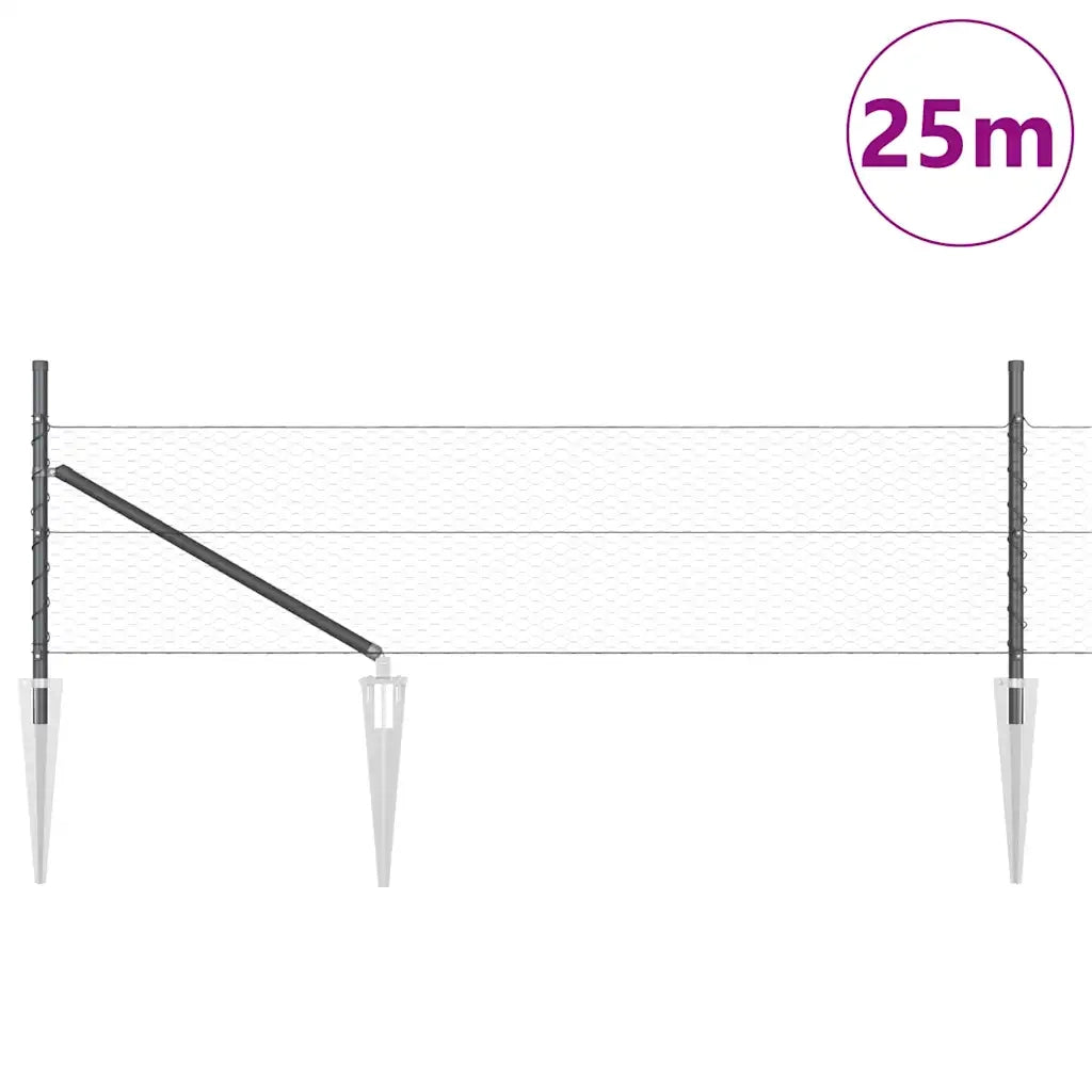 Palo della recinzione Grigio 25 x 0,5 m (rete da 25 mm) Acciaio