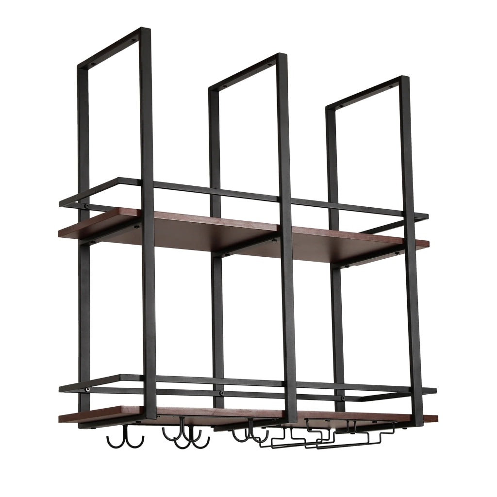 Portabottiglie sospeso in metallo 80 x 30 x 85 cm MDF nero 03_0009193