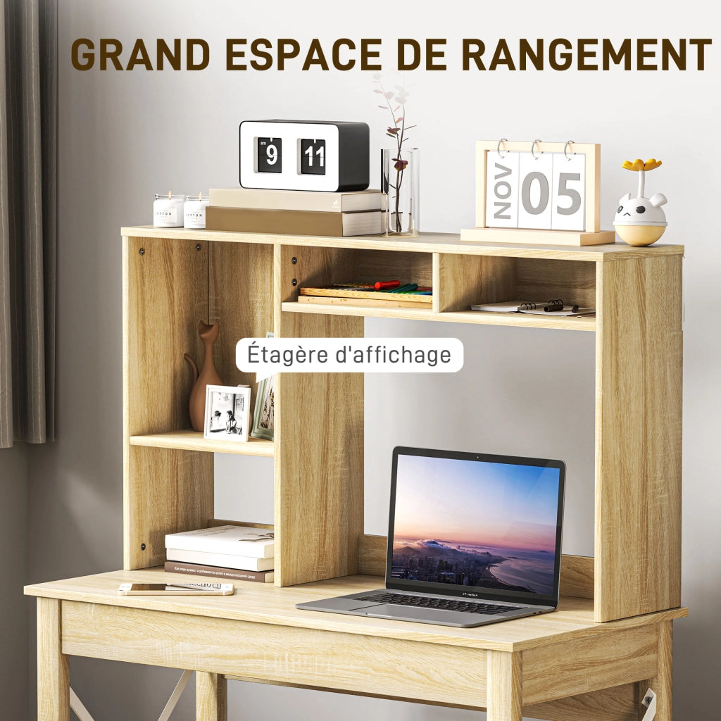 Scrivania con libreria e cassetti ¨C Zephmum ¨C Legno Rovere 100x50x