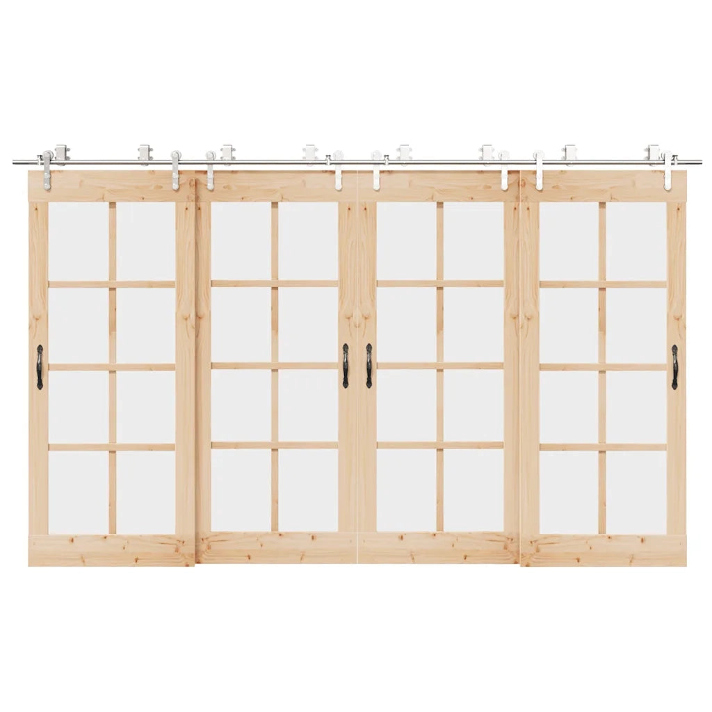 Kit Binari Porta Scorrevole 366 cm Acciaio Inossidabile Argento