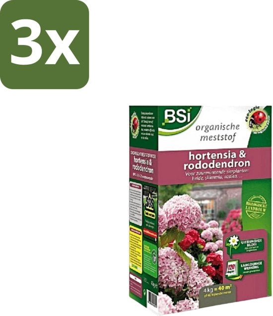 Mest per Hortensie e Rododendro - Fertilezante per Fitti Fiori e Rapida Crescita - 4 kg (40 m²) - Confezione in Massa - 3 pezzi