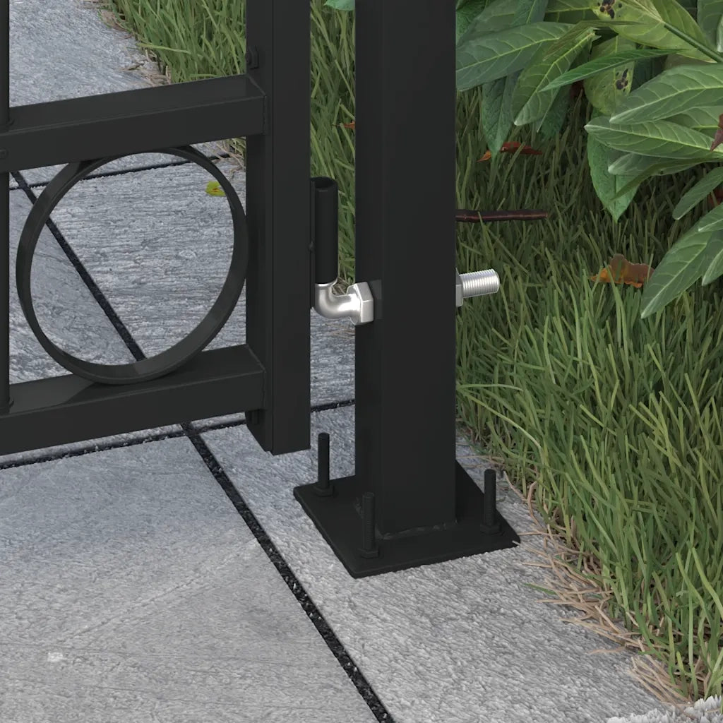 Cancello per Recinzione ad Arco con 2 Pali 105x204 cm Nero cod mxl 53570