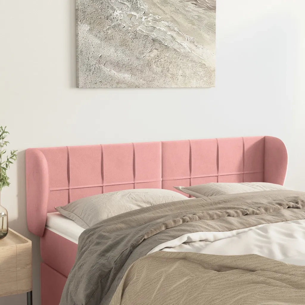 Testiera | Testata ad Orecchio Rosa 147x23x78/88 cm in Velluto