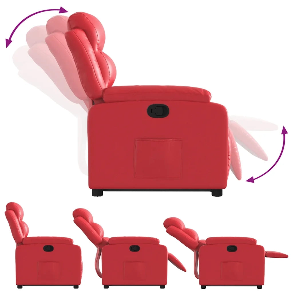 Poltrona Alzapersona Reclinabile Rosso in Similpelle