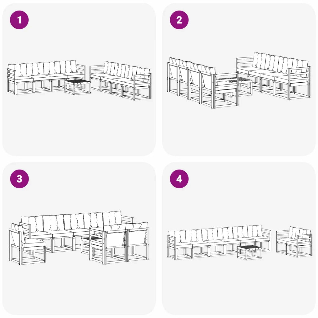 Set di divani da esterno 9 pz Bianco e Beige 3389323