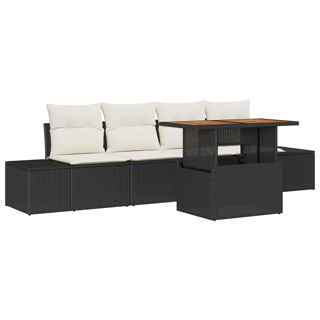 Set Divano da Giardino con archiviazione 5 pcs Nero Poly Rattan 3358630