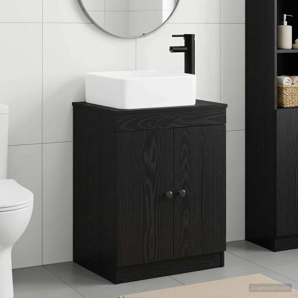 Set di mobili per il bagno Rovere Nero Legno ingegnerizzato 3404233