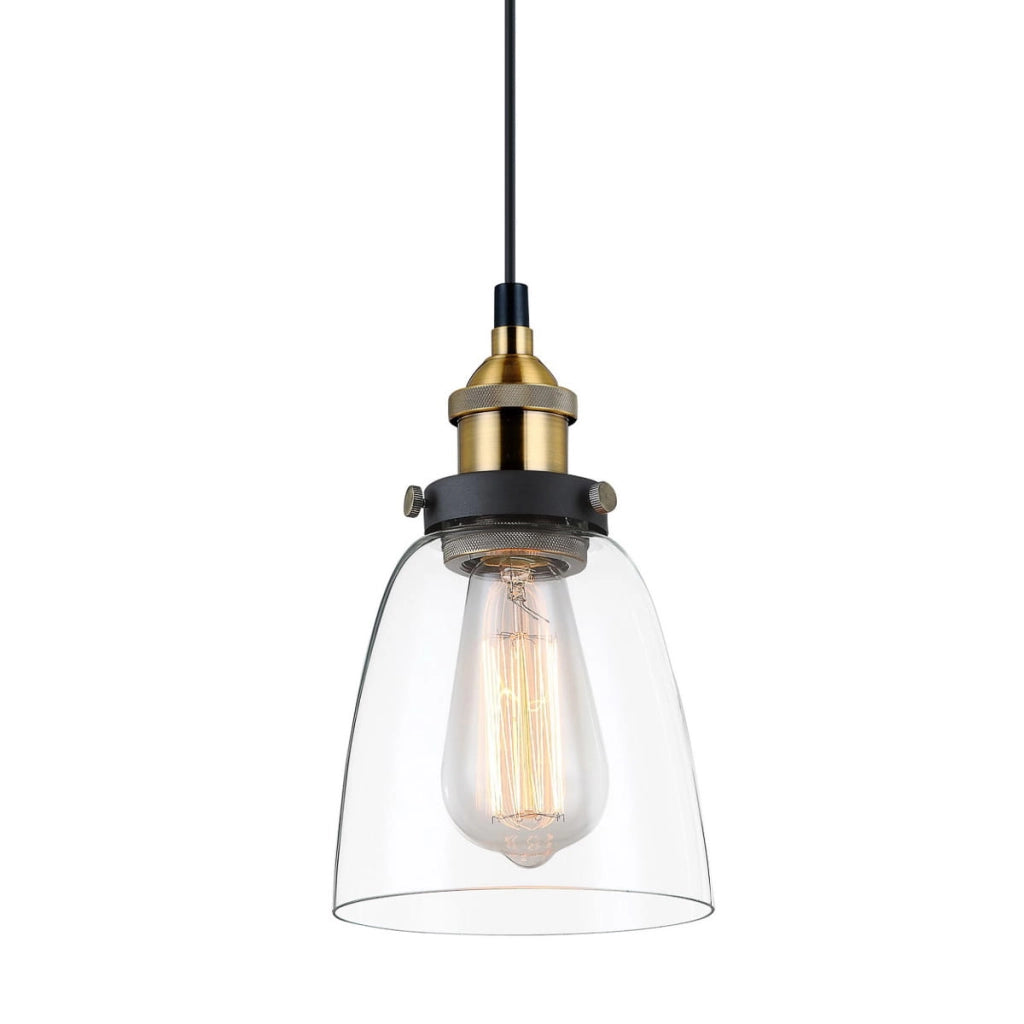 Lampada a sospensione Italux Francis nera oro E27 14,5cm