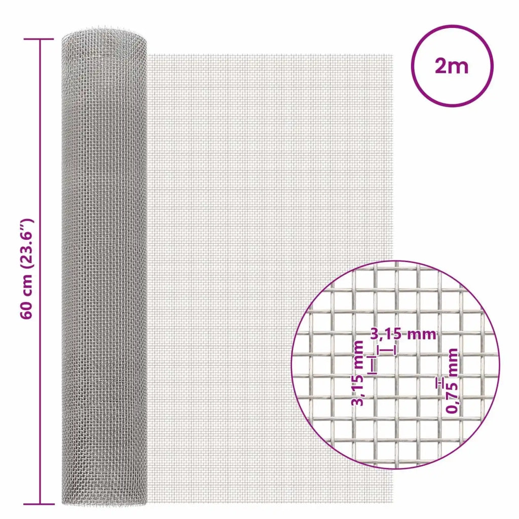 Rete per schermatura 60 x 200 cm 6 Mesh Argento 42039650